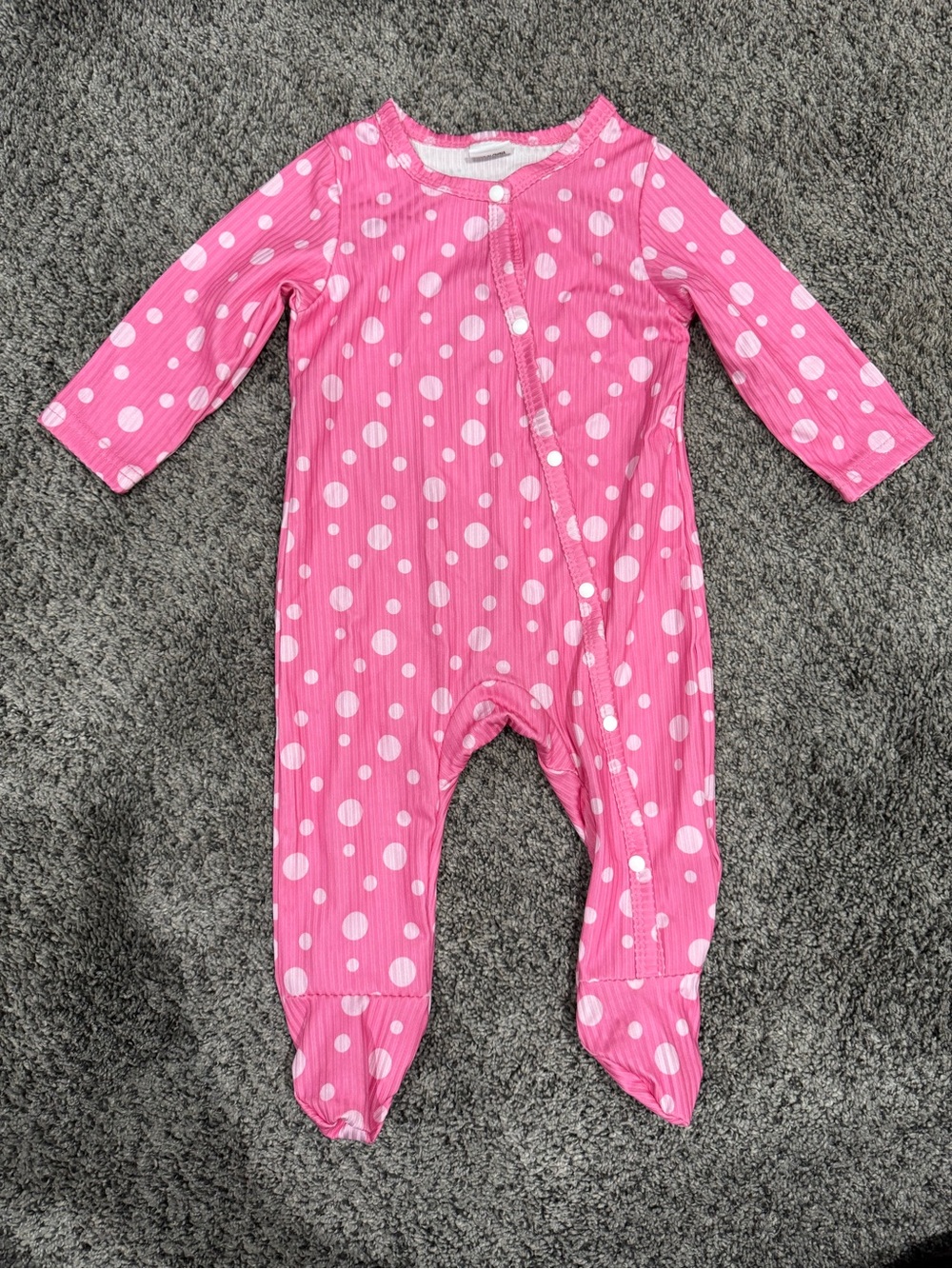 Pink Polka Dot Footed One-Piece for Kids
